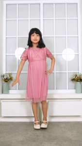 Dress Anak Perempuan ISABEL KID / Dress Brukat Lapis Tile Modern Pesta Kondangan