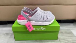 Giày sục crocs chuẩn xịn chống hôi chân nhựa tế bào êm mềm bền đi mưa lội nước đi biển literide màu xám hồng