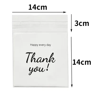 50-100pcs Thank You Gift Bags Candy Cookie Packaging Plastic Adhesive Pouch for Wedding Birthday Favors Small Business Supplies