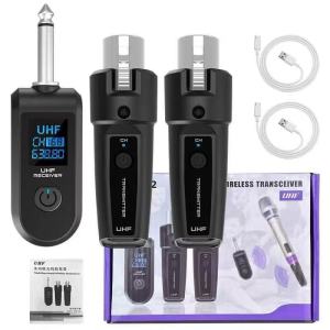 MusicWireless Microphone Transmitter Receiver System UHF XLR Adapter System for Dynamic Microphone Guitar Audio Mixer PA System