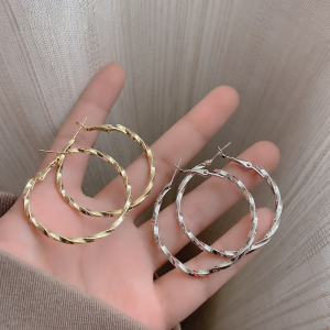 Trendy Metal Hoop Earrings Womens Summer Unique Design round Circle Earrings Fresh out Fashion Jewelry Accessories