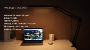 LED Folding Metal Desk Lamp Clip On Light Clamp Eye-caring 3 Lighting Modes for Home Office