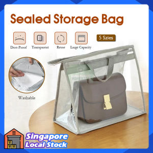 Handbag Dust Cover Transparent Waterproof Moisture Proof Dust Bag with Zipper Hanging Handle Storage Bags Travel Sealed Leather Protector Bag