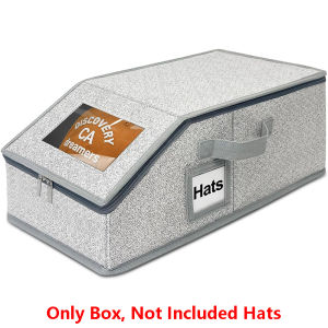 LMETJMA Stackable Hat Organizer for Baseball Caps Flip-Top Access Baseball Hat Storage Box Organizer with Cardboard Support