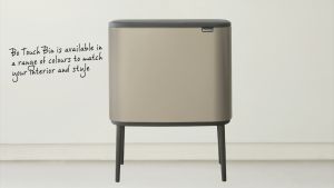 Brabantia ถังขยะ สแตนเลสแบบกด บราบันเทีย รุ่นทรงสี่เหลี่ยม 36ลิตร ขนาด1ช่อง BO Touch Bin with 1 Inner Bucket 36 litre-Soft Beige