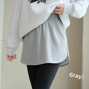 Miiow | Womens Sharkskin Sweatshirt Bottoming Shirt Autumn Winter Butt Covering Fake Two-Piece Sporty Style Short Skirt Design