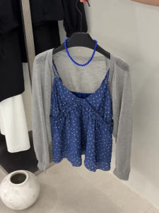 PAIBOLI | Womens Korean Style Blue Floral Halter Top