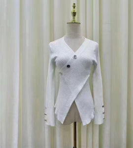 เสื้อสเวตเตอร์ถักคอวีทรงสลิมฟิตสำหรับผู้หญิง เสื้อชั้นในฤดูใบไม้ร่วง/ฤดูหนาว เสื้อชั้นในแบบมีสายคล้องไหล่ แขนยาว สีพื้น