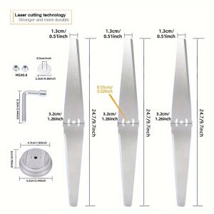 3 Pieces 9.7 Inch One-Word Lawn Mowing Blade with 5 Accessories Mounting Hole M5Mm Easy to Install Thickened Manganese Steel Durable Double-Sided Design Use Suitable for Light Garden Weeding Garden Pruning Lawn Mowing