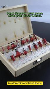 Mata Mesin Profil Router Bit Set 15 Pcs 1/4" Untuk Membentuk Kayu Free Box Kayu -270401