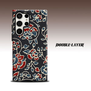BILIBILI | navy red paisley floral For Samsung Galaxy S26 S25 S24 A56 A36 Dual Layer Luxury Fashion Full Lens Protective Case