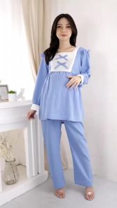 Baju Setelan Hamil dan Menyusui Lengan Panjang Bahan Katun