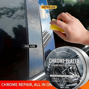 NEW Chrome Parts Restoration & Metal Polishing Paste | Enhances And Restores Shine on Metals And Chrome | Includes Sponge