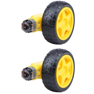2PCS TT Motor with Leads DC Motor DC 3-6V Gearbox Motor Dual Shaft 1:48 Motor with Tire Wheel Kit for Arduino DIY Smart RC Car