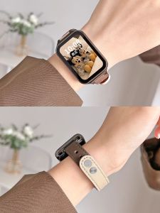 Uhada Leather Smartwatch Band for Xiaomi Mi Band 9 pro 8 pro 7 pro Mens Sporty Dual Buckle Compatible with Redmi Watch 5