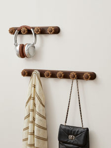 Walnut Wooden Door Back Hook Bathroom Wall Mounted Coat Hook Entrance Hall Clothes Rack No Drilling Required Modern Style