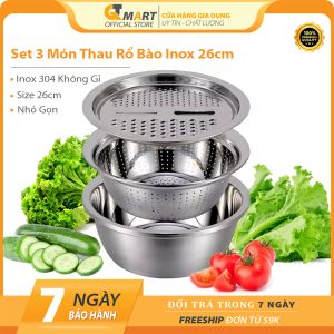 [Freeship] Bộ nạo rau củ kiêm rổ và chậu Inox 304 Cao cấp đa năng Bộ Thau Rổ Inox Nhà Bếp Cao Cấp Không Gỉ Sáng Bóng Chất Liệu Dày Dặn Có Thể Xếp Gọn Tiện Dụng Cho Công Việc Làm Bếp Bộ rổ chậu kèm nạo đa năng tiện lợi