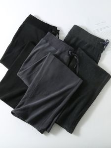 Export Non-Pilling Sweatpants Mens and Womens Spring and Autumn Thin Velvet Plus Size Loose Straight-leg Sports Pants Brushed Polar Fleece