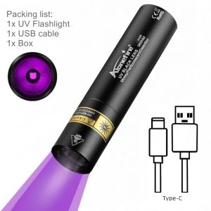 Alonefire | Mini UV Blacklight 365nm/395nm Led Flashlight Torch Cat Dog Pet Stain Tinea Money Porcelain Ore Jade Gem Scorpion Detection Lamp