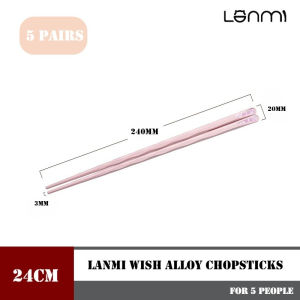 LANMI 24cm PET+fiberglass 5 Pairs of Household Chopsticks Commemorative Bamboo Household Chopsticks Set for Individual Serving