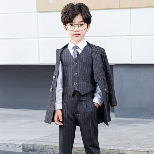 3PCS Boy Suit Set Handsome Pageboy Wedding Dress Host Piano Performance Costume Blazer For Kid