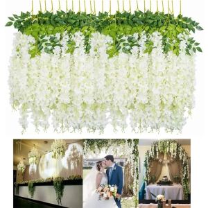 95cm Artificial Wisteria Flower Vine Hanging Rattan Flowers Silk Fake Plant for Home Garden Wedding Party Decoration