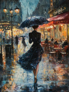 KAYOU | Đêm Mưa Ở Paris Sơn Theo Số Tự Làm Tranh Vẽ Tay Nghệ Thuật Treo Tường Tô Màu Tranh Cho Phòng Khách Trang Trí Nhà Vải Không Khung