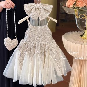 Princess Style Birthday Party Dress for Girls Summer New High-End Feel Baby Girls Dress Rich Family Princess Feeling Skirt