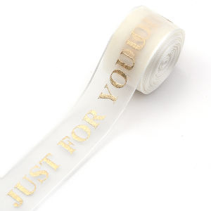 5yards/lot 25mm Gold Foil Printed Organza Ribbon Fish Tail Edge Organza Ribbons for DIY Gift Wrapping Wedding Party Decoration