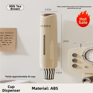 Wall-Mounted Aesthetic No-Drill Cup Dispenser