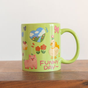 Ceramic Toothbrush Cup for Men And Women Cartoon Style Home Bathroom Cleaning Tools Couple Use Mouthwash Cup Asight Brand