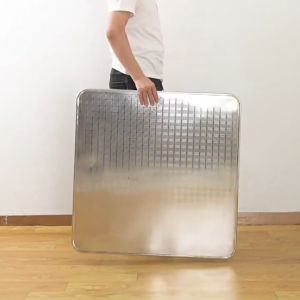 Stainless steel folding table chair set round Portable outdoor dining table Jadual melipat besi tanpa tahi Meja makan luar boleh dibawa 不锈钢折叠桌户外餐桌便携