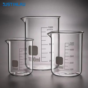 JUSTINLAU 2pcs 50-1000ml High Borosilicate Glass Measuring Cups Scale Cup Laboratory Beaker Kitchen Baking Measuring Cup Glass M