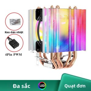 Quạt Tản Nhiệt CPU RGB 6 Ống Dẫn Nhiệt 90MM Làm Mát Bằng Không Khí Dành Cho Intel LGA2011-3 X79 X99 E5 2066 115X 1200 1700 AM4 AM5 - Quạt Làm Mát Bộ Xử Lý