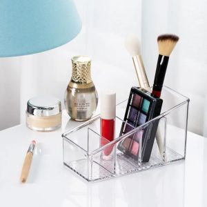 URBAG สัตว์เลี้ยงสำหรับสัตว์เลี้ยง ที่ยึดรีโมทคอนโทรล โปร่งใสโปร่งใส ช่องใส่ของ4ช่อง ชั้นเก็บของชั้น 2024 ที่จัดเก็บเครื่องสำอาง การจัดเก็บข้อมูล