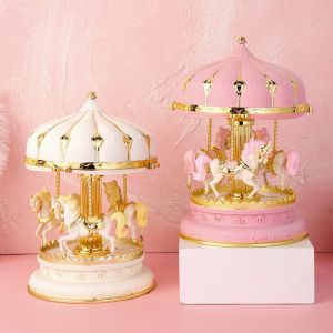 🦄Ready Stock Malaysia🦄Merry-Go-Round Carousel Music Box Horse Vintage Horse Carousel Music Box Kids Toys LED Light Music