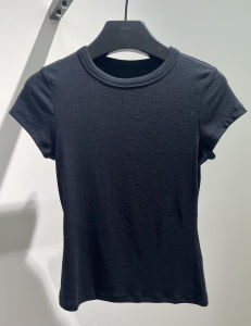 Comfortable Soft Simple Solid Color Versatile Casual Summer Elastic Slim Fit round Neck Lyocell Cotton Short Sleeve Womens T-shirt
