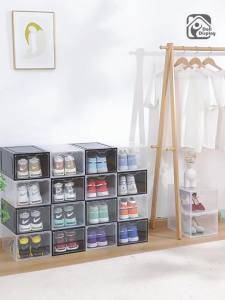 กล่องใส่รองเท้า กล่องใส่รองเท้าพลาสติด กล่องเก็บของ สองแพ็ค ออกแบบฝาหน้าแม่เหล็ก เก็บวางรองเท้า สไตล์ยอดนิยม