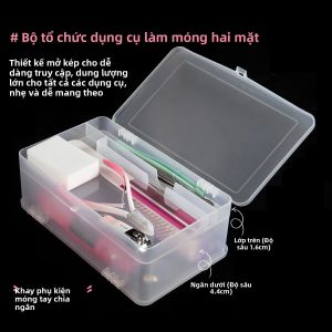 Hộp Đựng Đồ Nghề Làm Móng PP Siêu Rộng 2 Tầng Mở Hai Bên Dùng Để Đựng Sơn Gel Dụng Cụ Cọ Dũa Đồ Dùng Chăm Sóc Móng