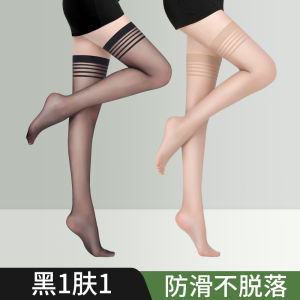 Langsha ผู้หญิง ถุงเท้ายาว ฤดูร้อน บาง Anti-snag ความยาวปานกลาง เซ็กซี่ เหนือเข่า สีดำ ถุงน่องสีเนื้อ เอวสูง กางเกงใน