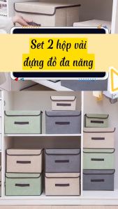 Combo 2 Hộp Đựng Đồ Lưu Trữ 2 Tủ Vải Lanh Đựng Đồ (1 lớn 1 nhỏ)  Bộ 2 Cái Thùng Vải Lanh Không Dệt (giao mẫu ngẫu nhiên )