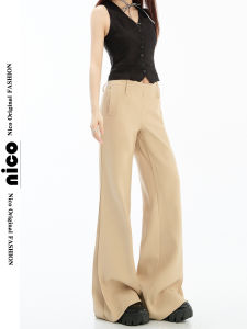 Quần Ống Rộng Màu Kaki Cạp Cao Cho Nữ Mùa Thu 2025 Phong Cách Mới Quần Ống Rộng Rộng Rãi Thoải Mái