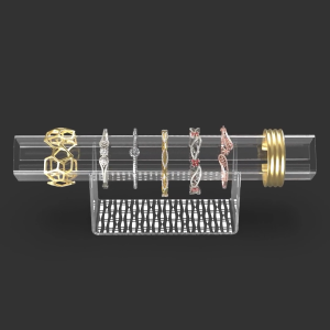 TEMPAT RAK PENYIMPANAN PAJANGAN AKSESORIS PERHIASAN GELANG AKRILIK BENING BRACELET BANGLE JEWELRY JEWELLERY RACK SHOWCASE DISPLAY ACCESSORIES HOLDER STAND STORAGE ORGANIZER KEKINIAN AESTHETIC ESTETIK ELEGANT MODERN PATTERN CLEAR ACRYLIC MOTIF DASHED 008