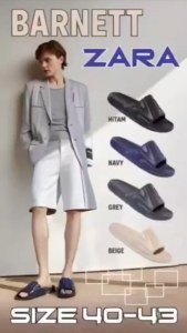Barnett Zara Sandal Slop Karet Pria Dewasa Sendal Selop Cowok Viral Kekinian 40-43