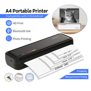 MeeGoo เครื่องพิมพ์ ไร้สาย แบบพกพา HD A4 Thermal USB+Bluetooth เครื่องพิมพ์ ไร้หมึก พิมพ์เอกสาร การพิมพ์กระดาษทดสอบ เครื่องปริ้น