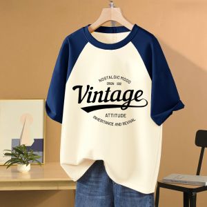 Oversized American Style Short Sleeve Cotton T-shirt for Plus Size Women