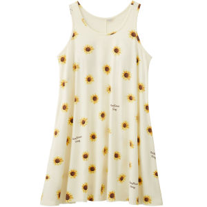Hodo | Hodo Womens Summer Sleep Dress With Chest Pad Loose Sweet Mid-Length Vest Skirt Breathable Cool Feeling Modal Cotton Nightgown