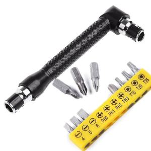 LIUMILAC Reliable Right Angled Offset Wrench Set for Tight Spaces and ScrewdrivingHand Tools Wrench W/10 Bits