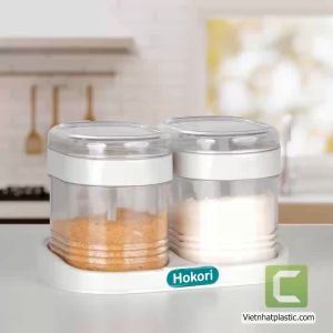 Bộ hủ gia vị thân trong suốt nắp đậy chắc chắn nhựa PP an toàn