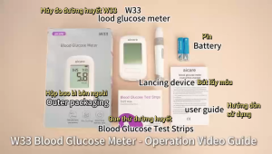 Combo Máy Đo Đường Huyết ACCU Chính Hãng AICARE W33 + 50 que thử tặng 50 kim Dành Cho Cá Nhân Dễ Dàng Sử Dụng Tại Nhà